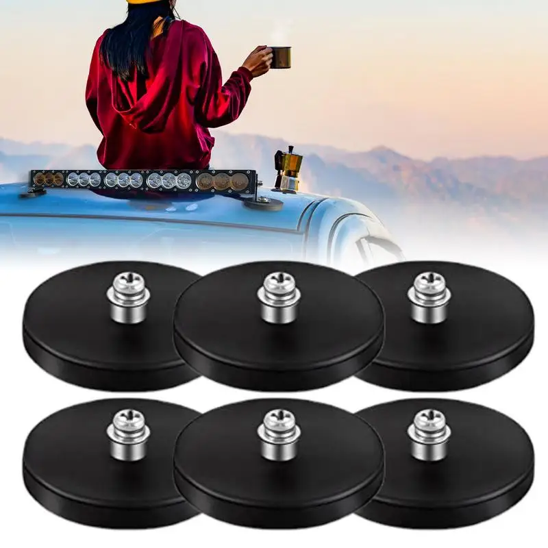 

Neodymium Magnet Rubber Coated 6 PCS Heavy Duty Magnet M4/M6 Male Thread Strong Mounting Magnets Stud For Light Bar Mirror