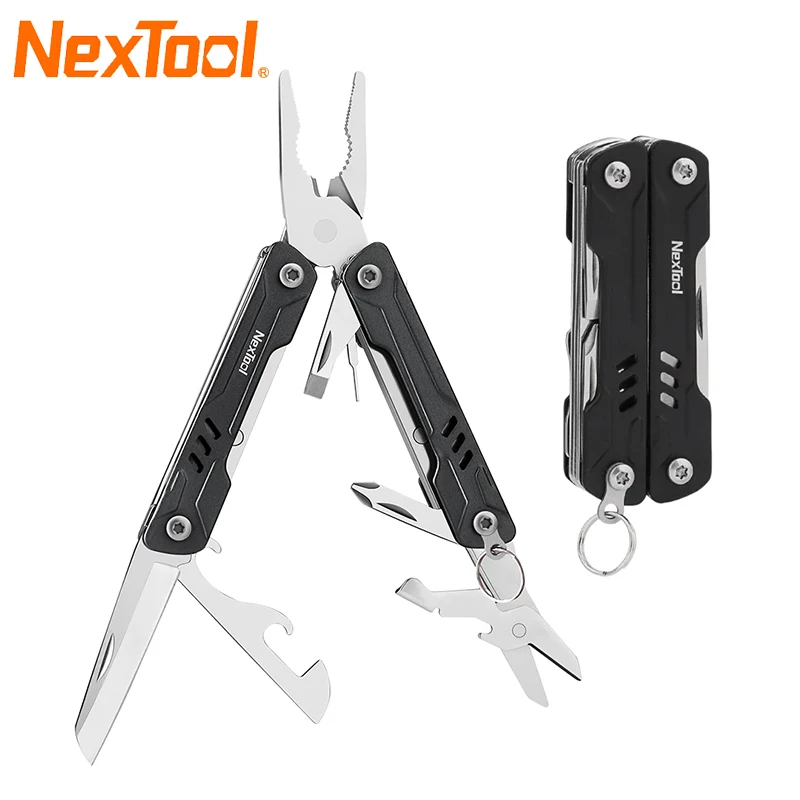 Фото Миниатюрные матросские плоскогубцы NexTool 11 в 1, многофункциональный инструмент, складные ножницы, отвертка, портативное уличное снаряжение для повседневного использования, ручные инструменты, черный цвет №1