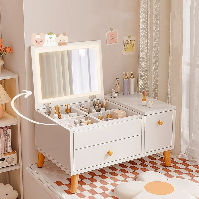 

Organizer Lacquer Dressing Table Box Tray Girl Nordic Mdf Dressing Table Set Led Light Comfortable Penteadeiras Household Items