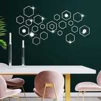 24pcs Hollow 3D Hexagonal Mirror Wall Sticker DIY Honeycomb Decoration Self Adhesive Paper Waterproof Home Living Room Bedroom 2