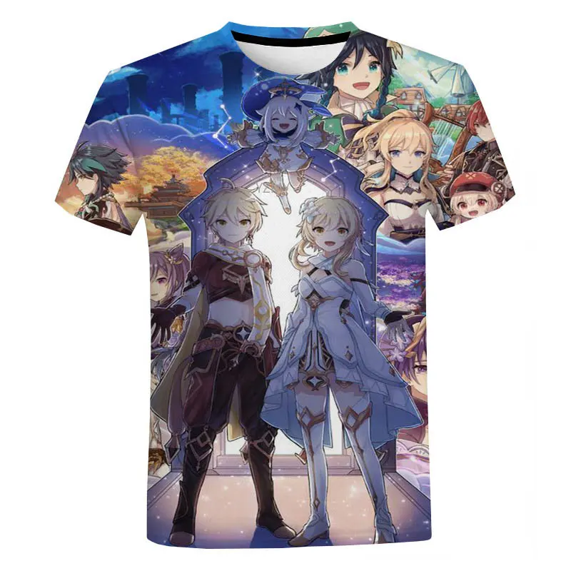 

Genshin Impact 3D Print T-Shirts Women Oversized T Shirt Kids Boys Tees Tops Anime Game Kawaii Girls Streetwear Short Sleeved
