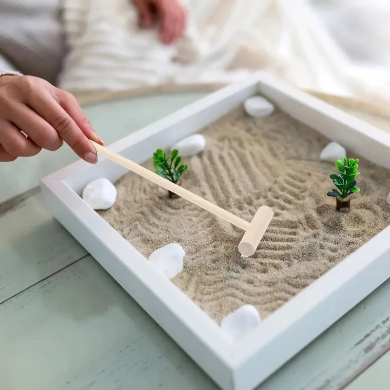 Mini Bamboo Rake Set for Zen Garden Meditation and Tabletop Decor - 6 Piece Set