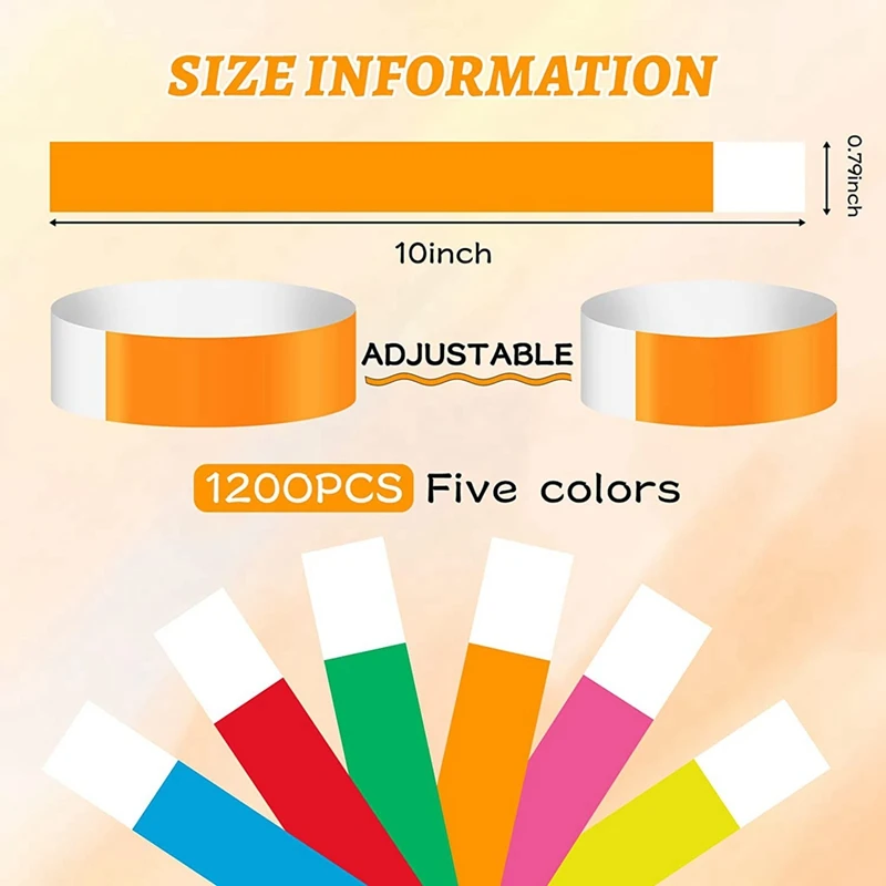 Colored For Events Wrist Bands Paper Bracelets Waterproof Arm Bands For Events Adhesive Party