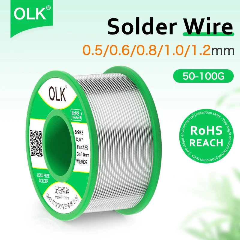 OLK бессвинцовый канифольный флюсовый паяльный провод Sn99 Ag0.3 Cu0.7-50g/100g, рулон для защиты окружающей среды, для несвинцового припоя