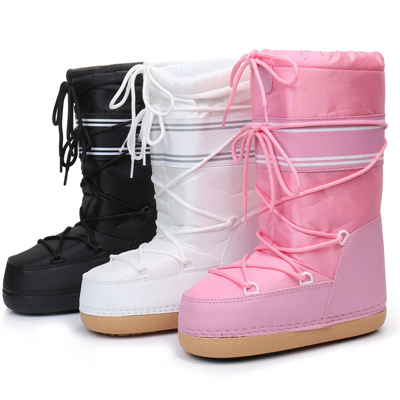 

Winter Warm Waterproof Snow Boots Women Chunky Platform Flat Heel Plush Mid-Calf Outdoor Parent Child Ski Ladies Kids Boot