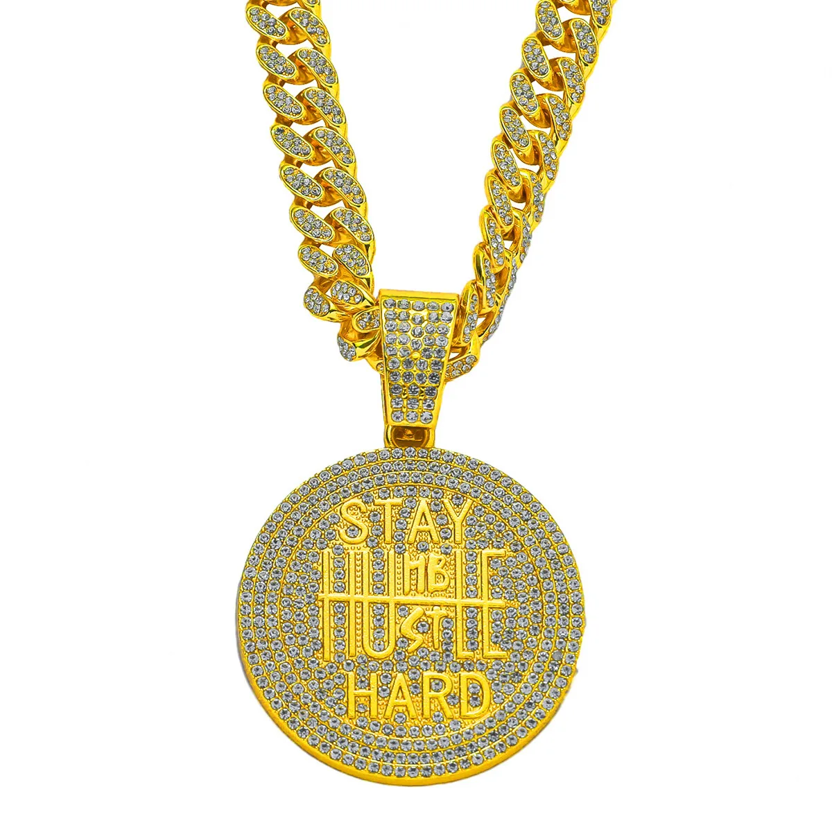 Bleiben Sie ruhig, englischer Buchstabe, Kristalle, Anhänger, Hip-Hop-Männer, personalisierte Mode-Halsketten, kubanischer Kettenschmuck – Detail 8