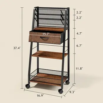 3 Tier Rolling - Metal Utility Cart 1