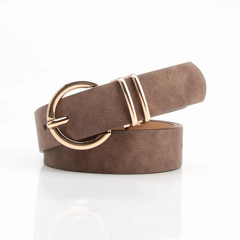

New Luxury Round Gold Buckle Belt Women Fashion Thin Pu Metal Buckle Belts Female Jeans Dress Waistband 2023