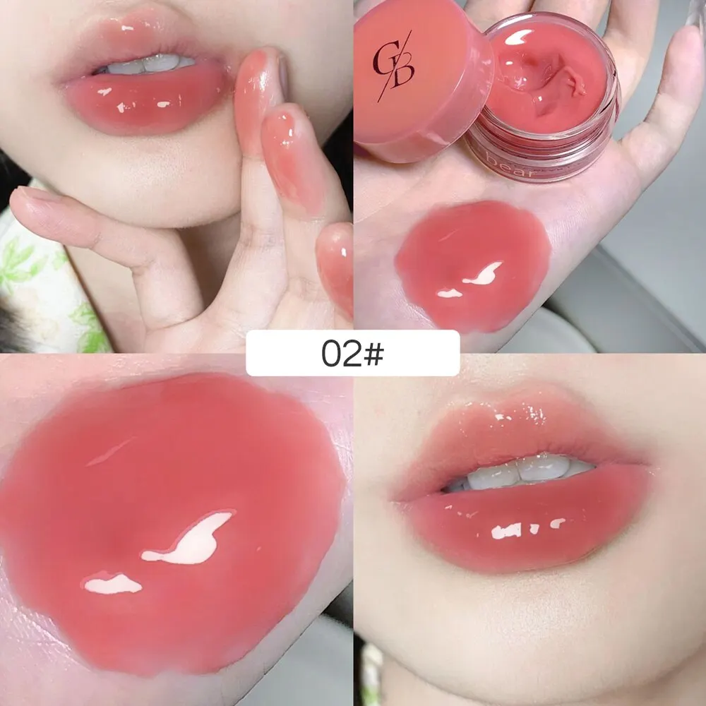 Canned Jam Lip Gloss Gege Bear Jam Lip Honey Moisturizing and Shiny Mirror Non Sticky Makeup Lip Glaze 3