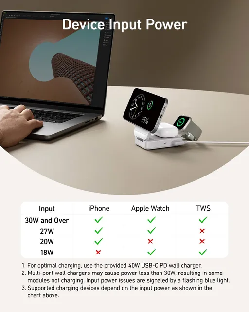 Anker MagGo 3-in-1 Charging Station, Qi2 Certified 15W MagSafe-Compatible Wireless Charger Stand,Apple Watch Charger for MagSafe - Hình ảnh 6