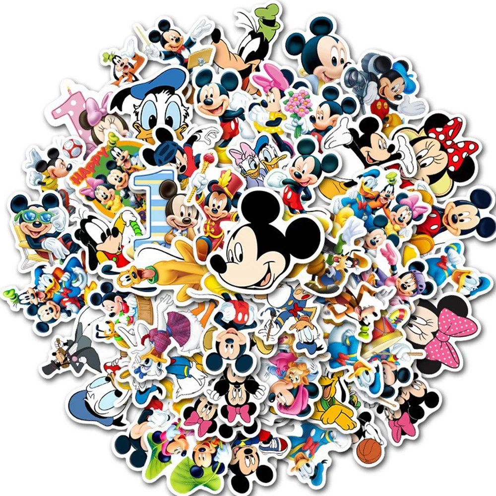 

10/30/50pcs Disney Cute Donald Duck Mickey Mouse Stickers Funny Anime Graffiti Sticker Phone Skateboard Notebook Decals Kids Toy