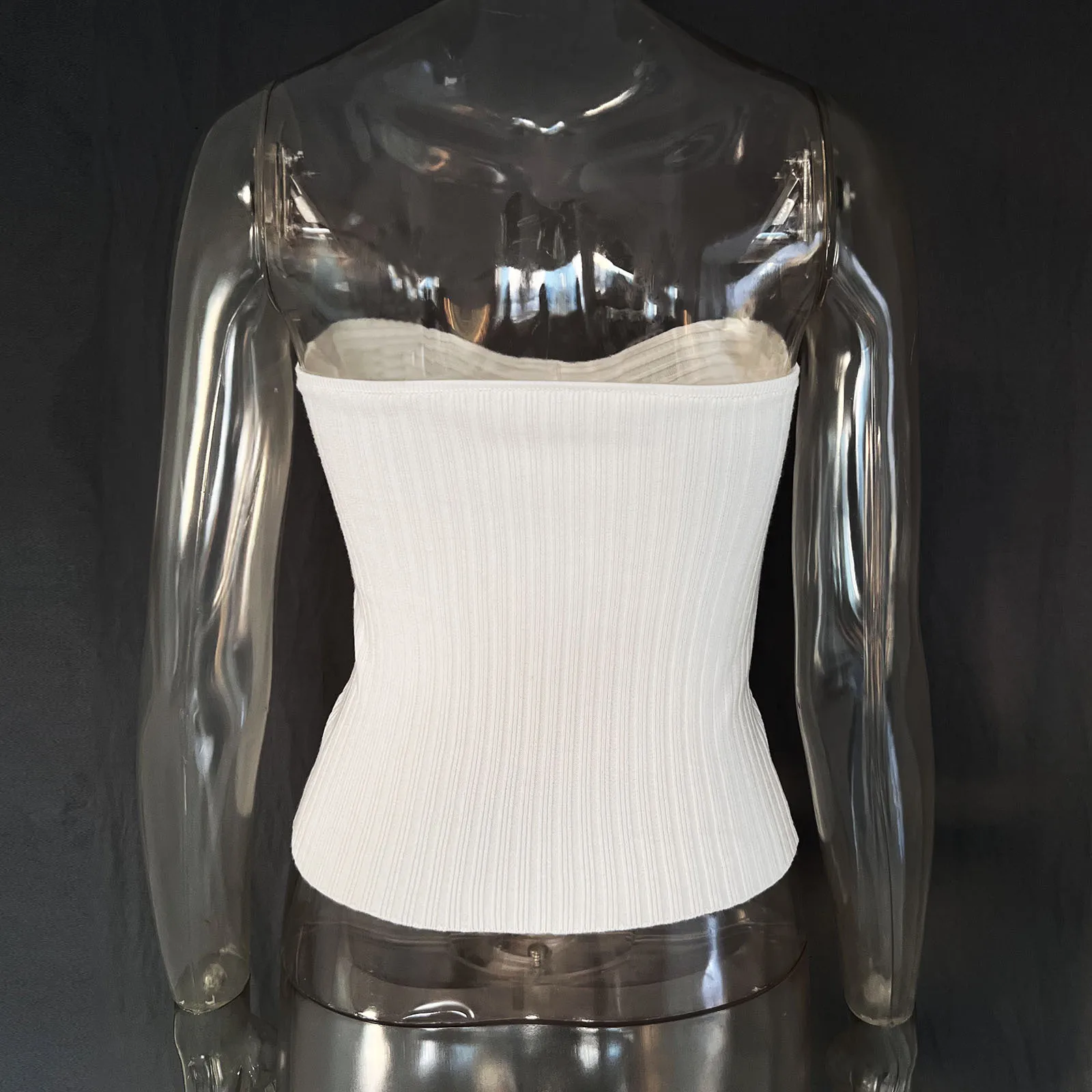 Knit Ribbed Backless Tank Top Women's Slim Summer Fashion Cropped Top High Street Elegant Knitwear Pullover Female Vest