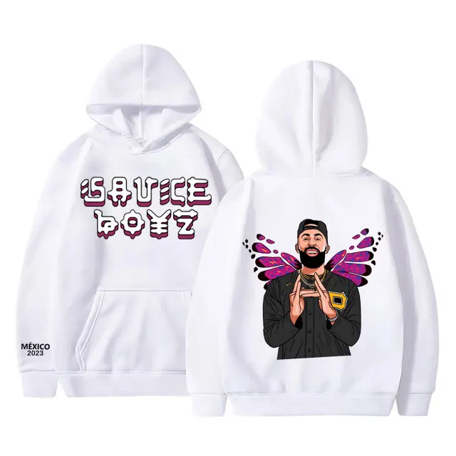 Rapper Eladio Carrion Sauce Boyz Monarca Hoodie Male Fleece Cotton Sweatshirt Man Streetwear Men Women Hip Hop Oversized Hoodies