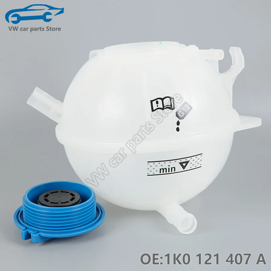 1K0121407A Engine Radiator Coolant Reservoir Tank Bottle And Cap for VW Golf Jetta Tiguan Passat CC Sciricco 1K0 121 407 A