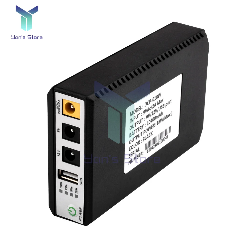Uninterruptible Power Supply DC UPS Battery Backup 10400mAh 5V 9V 12V 1A Output Mini Portable High-capacity