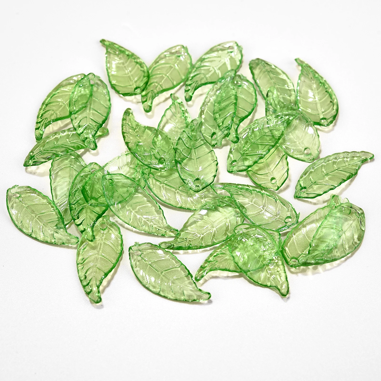 120 Perline Acriliche A Forma Di Foglia Verde – Ciondoli In Plastica Trasparente Per Creazione Gioielli Fai Da Te, 6 Dimensioni