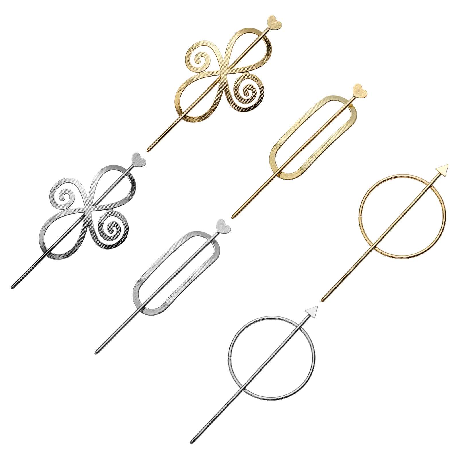 

6pcs Bowknot Oval Round Hairpins Set Simple Fashionable Alloy Decor Headdress Hairpins for Female Woman Lady Girl