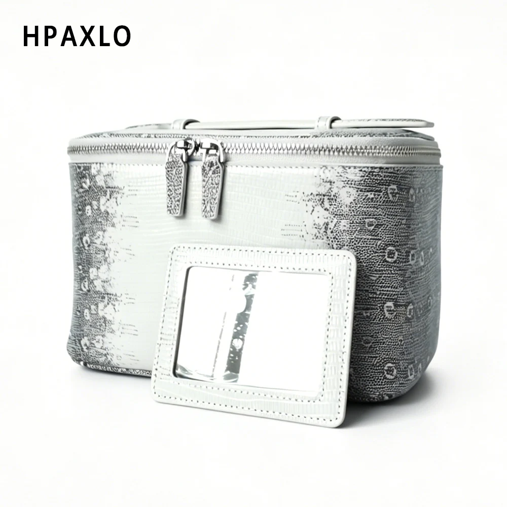 New Lizard Print Genuine Leather Women Large Capacity Makeup Bag Cosmetic Organizer Toiletry Pouch Premium Quality Portable Woma 4