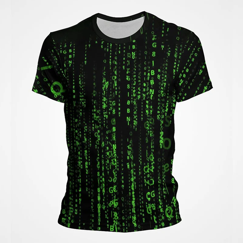 

Футболка Мужская/женская с 3D-принтом, модная зеленая матричная тенниска с коротким рукавом, крутая повседневная майка в стиле Харадзюку, на лето