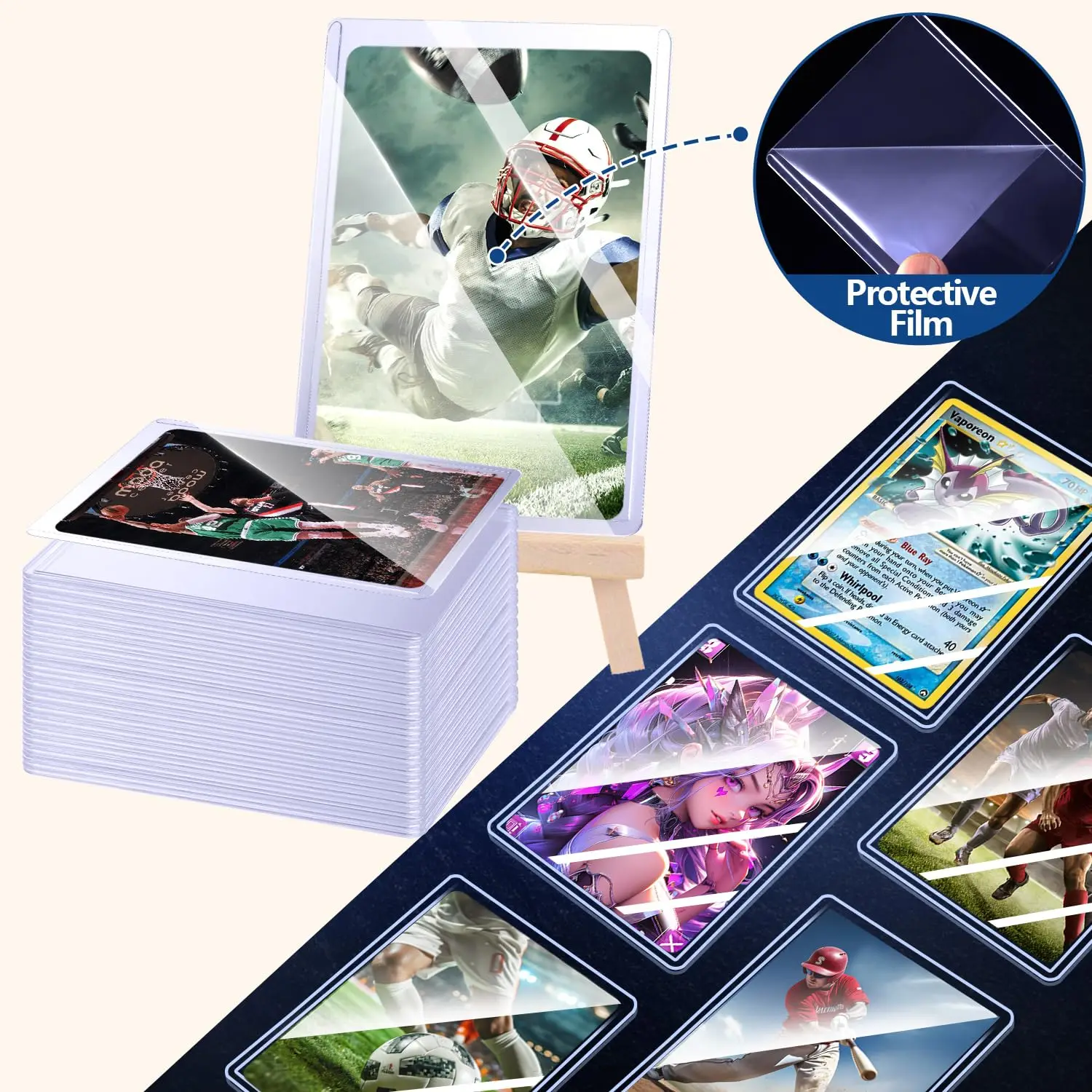 Hard Card Sleeves Anti Scratch Holder Protector Fit For YuGiOh Pokemon Sports Collect Cards Storage Toy 25-100pcs