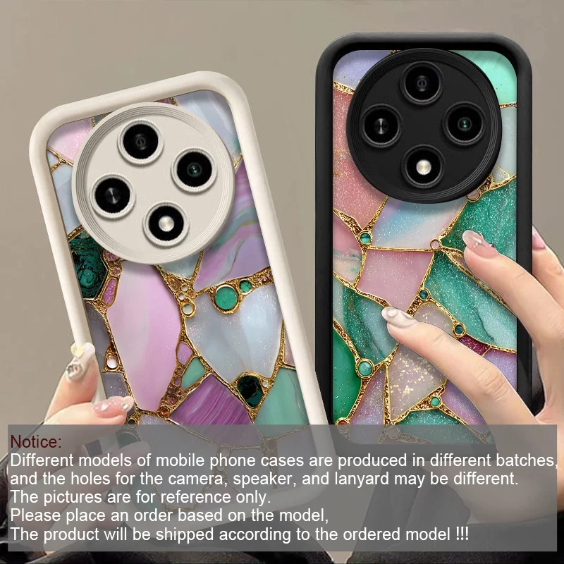 Custodia Morbida Lussuosa con Stampa Effetto Marmo Rosa e Verde per Huawei Honor 400 200 Lite 100 Magic 8 7 6 5 PRO X9 X8 5G - immagine 2