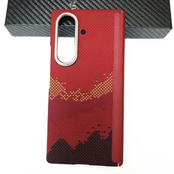 Slim Real Genuine Aramid Carbon Fiber Shockproof Case with MagSafe Compatibility for Galaxy Z Fold 7 (Red Hill Mag)