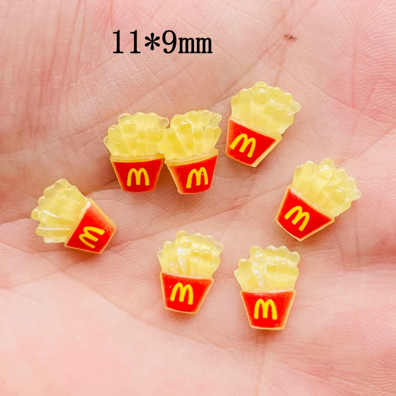 Resin Hairpin Accessories Resin Nail Art Crafts Resin Jewelry Accessories 50 Pcs 11*9mm Mini Cartoon French Fries Flat Back Resin DIY Jewellery Hairpin Children's Gifts Manicure Accessories