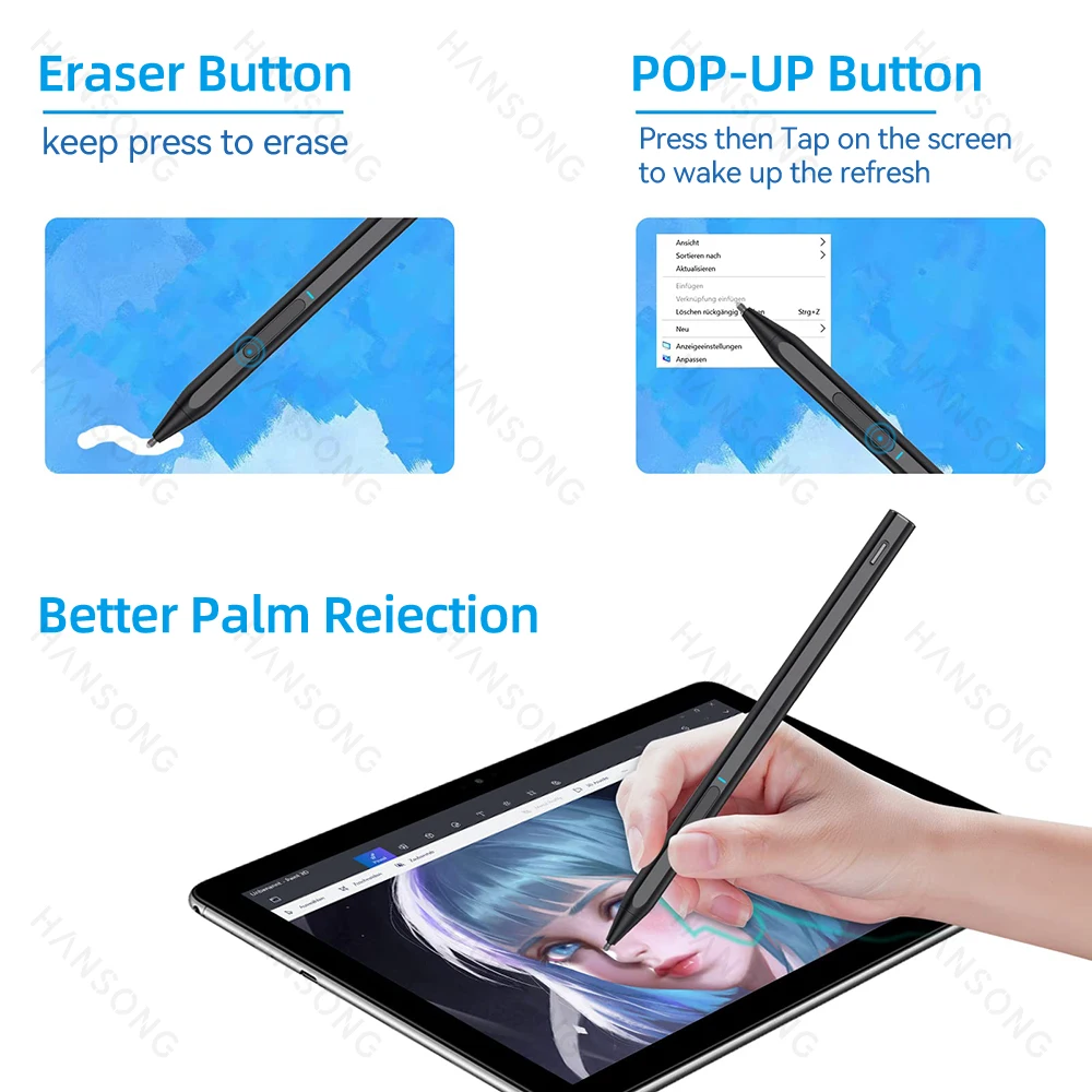 Palm Rejeição Stylus Pen para Microsoft Surface Surface Pro x Livro Laptop go para Mpp2.0 Protocol - Imagem 4