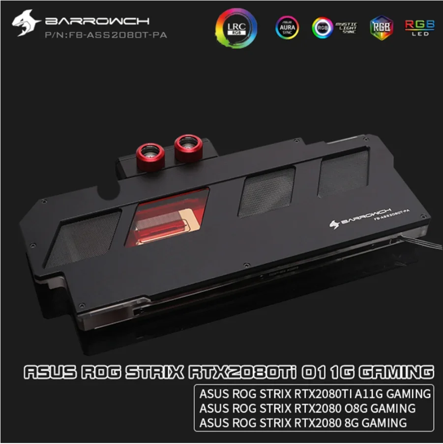 Barrowch Fb-Ass2080T-Pa L Termometro Digitale Gpu Blocks 5V 3Pin Pannello In Lega Di Alluminio, Per Asus Rog Strix Rtx2080/2080Ti