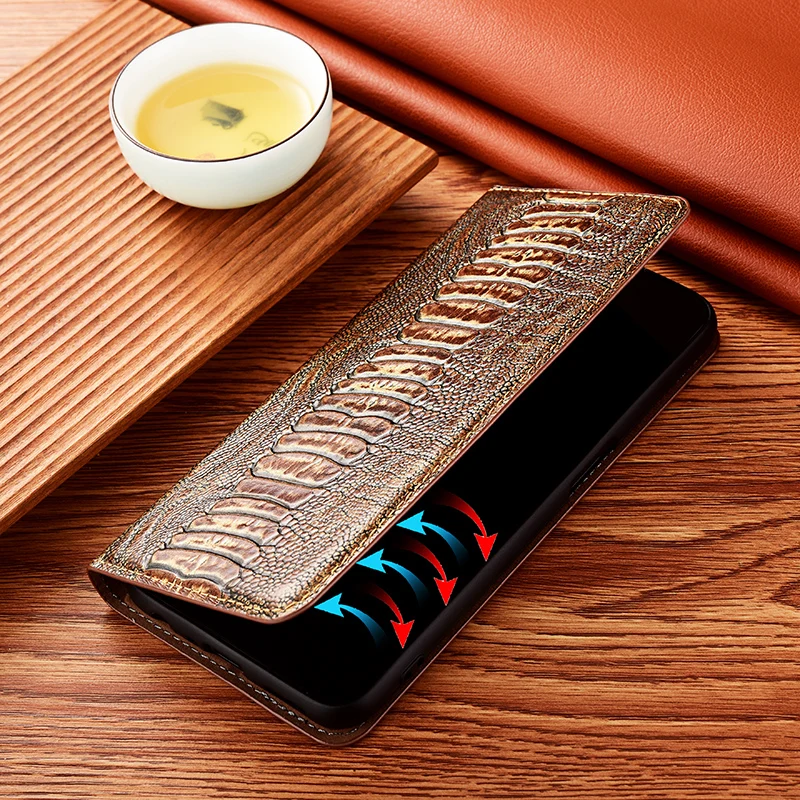 Cowhide Magnetic Flip Case For Huawei Mate 8 9 10 20 20X 30 30E 40 40E Pro Plus Lite S RS Ostrich Veins Genuine Leather Cover