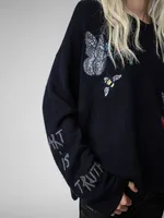 Cashmere Women's Round Neck Sweater Butterfly Flower Letter Embroidery Long Sleeve Ladies Jumper Autumn Winter 2022 2