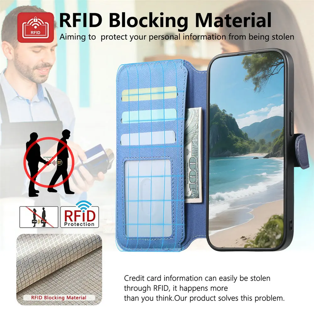 Detachable Zipper Leather Wallet Flip Case with Magnetic Closure