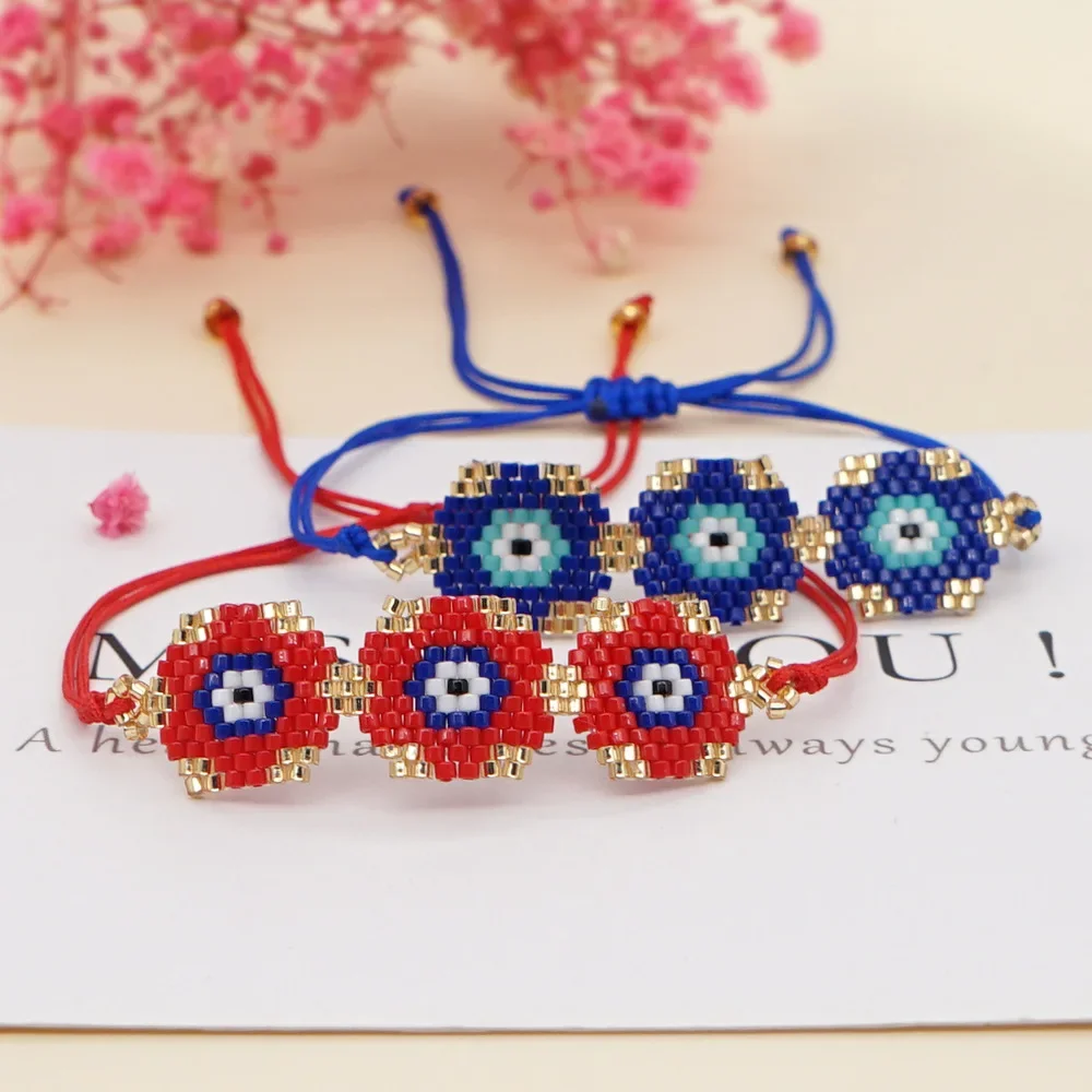 

Rice Ball Bracelet Hand woven Versatile fashion pattern hexagon Bohemia Adjustable Unisex Beaded Bracelet