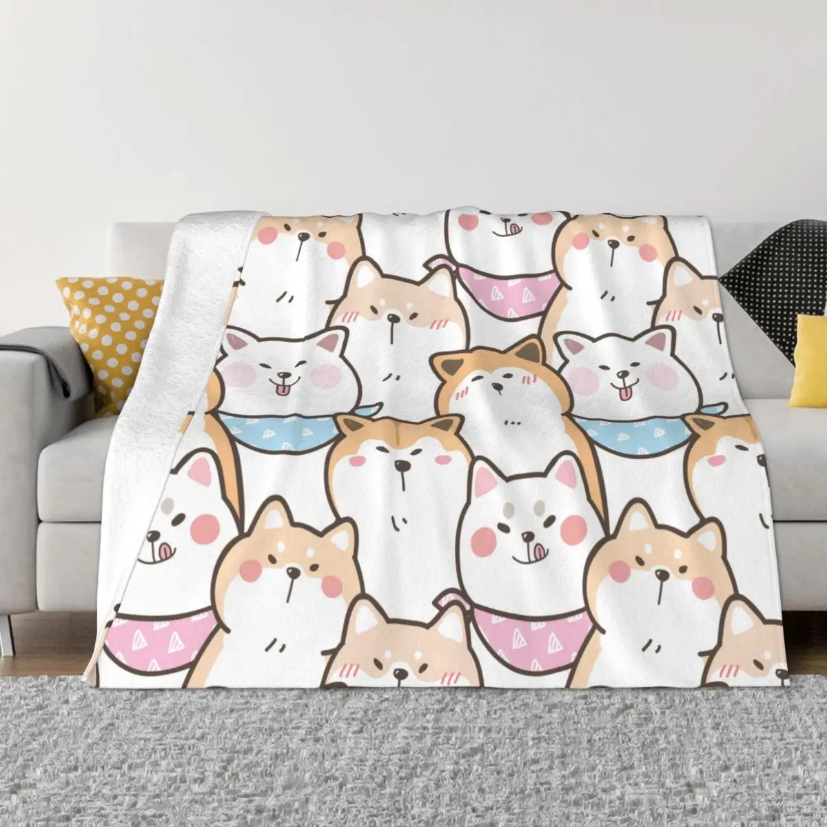 

Cute Cartoon Shiba Inu Akita Dog Fleece Throw Blankets Gift for Animal Dog Lover Blankets for Bedding Outdoor Plush Thin Quilt