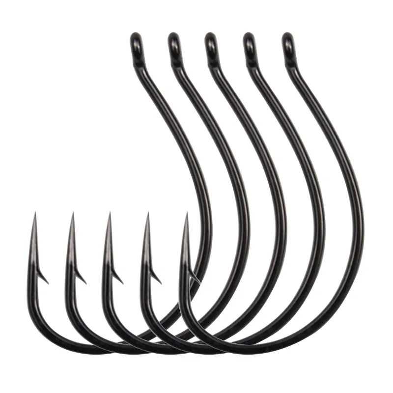 50Pcs 여러 크기  3  2  1 1/0 2/0 드롭 샷 후크 엉뚱한 웜 피쉬 후크 모든 파인스 스타일 부드러운 플라스틱을 위한 오프셋 원형 후크