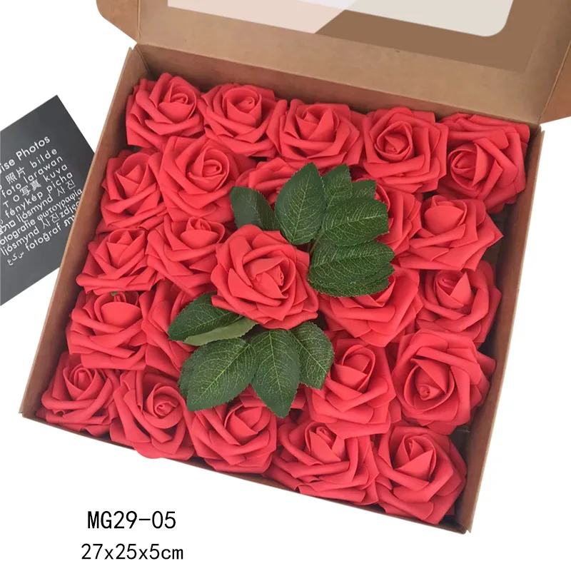 25 Roses European Style Gift Box Packaging Foam Pe Rose With Simulated Artificial Flowers Valentine's Day Wedding Holding Flower