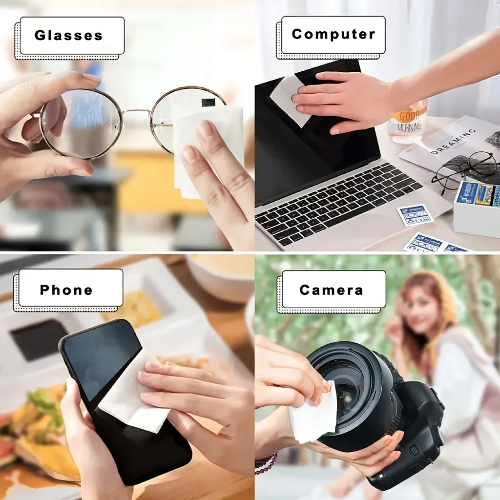 Disposable Eyeglass Cleaning Wipes Individually Packaged Suitable for Eyeglasses Smartphones Tablet Screens 50-100 pcs