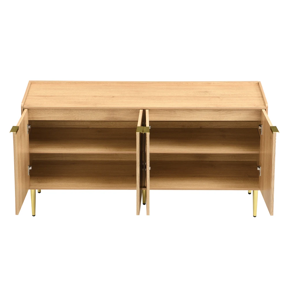Schlanker, minimalistischer Sideboard-Aufbewahrungsschrank – 140 x 38 x 75 cm, moderner Buffetschrank mit Regalen, Wohnmöbel für Esszimmer – Detail 11