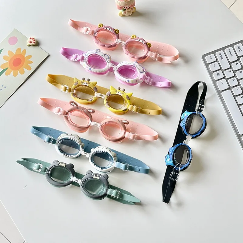 Cute Cartoon Animal Pony Waterproof and Anti Fog Children's Swimming Goggles with Adjustable Glasses Strap Kid Swimming Supplies