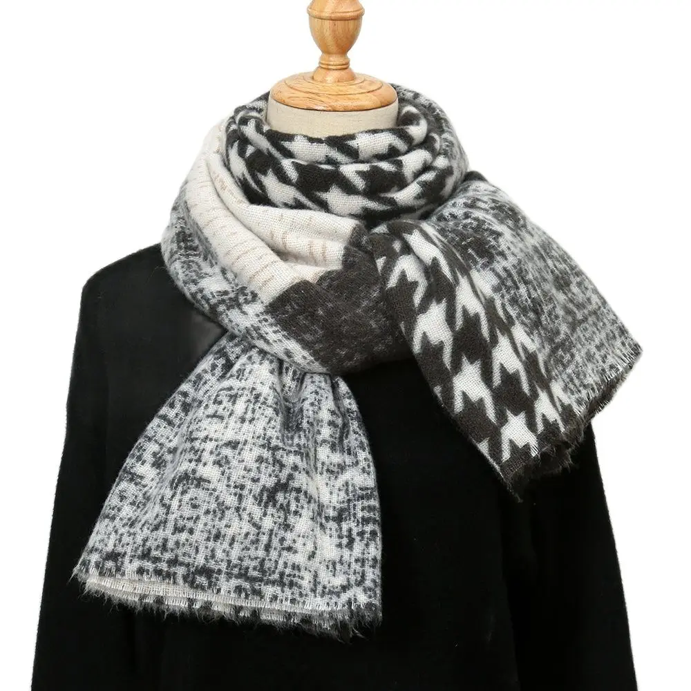 

Fashion Houndstooth Print Cashmere Scarf Shawl Women Design Thick Winter Ladies Pashimna Long Shawls And Wraps Hijabs Echarpes