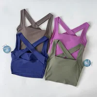 Wide Shoulder Straps Crossed Back Sports Bra for Pilates Yoga Fitness Vest - Breathable Supportive Women's Exercise Bra