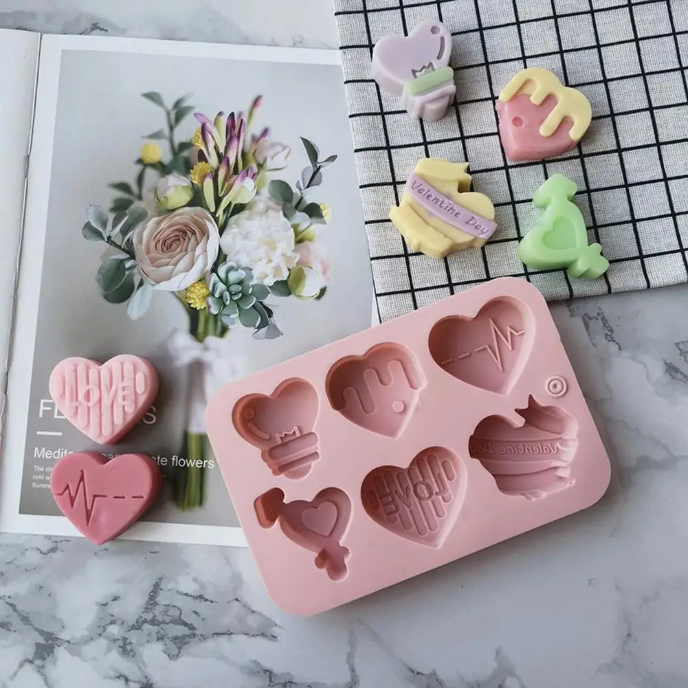 Heart Shape DIY Cake Mold Silicone 6 Cavity Valentines Day Candy Mold Caneles Muffin Cupcake Baking Tray Bordelais For Baking