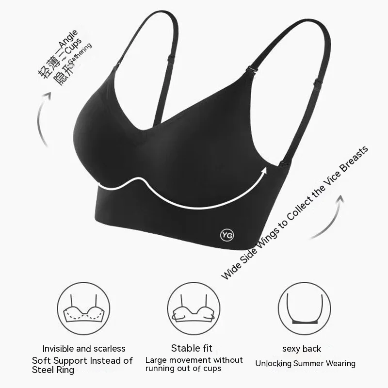 UBAU Summer thin sexy U-shaped back lingerie female inner wear undershirt without trace backless triangle cup polymerization bra