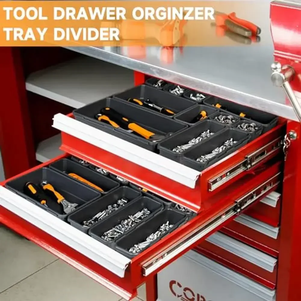Tool Box Organizer Tray  Set XL L M S XS Sizes Premium Quality Interlocking Design Rolling Toolbox Drawer Organization 3