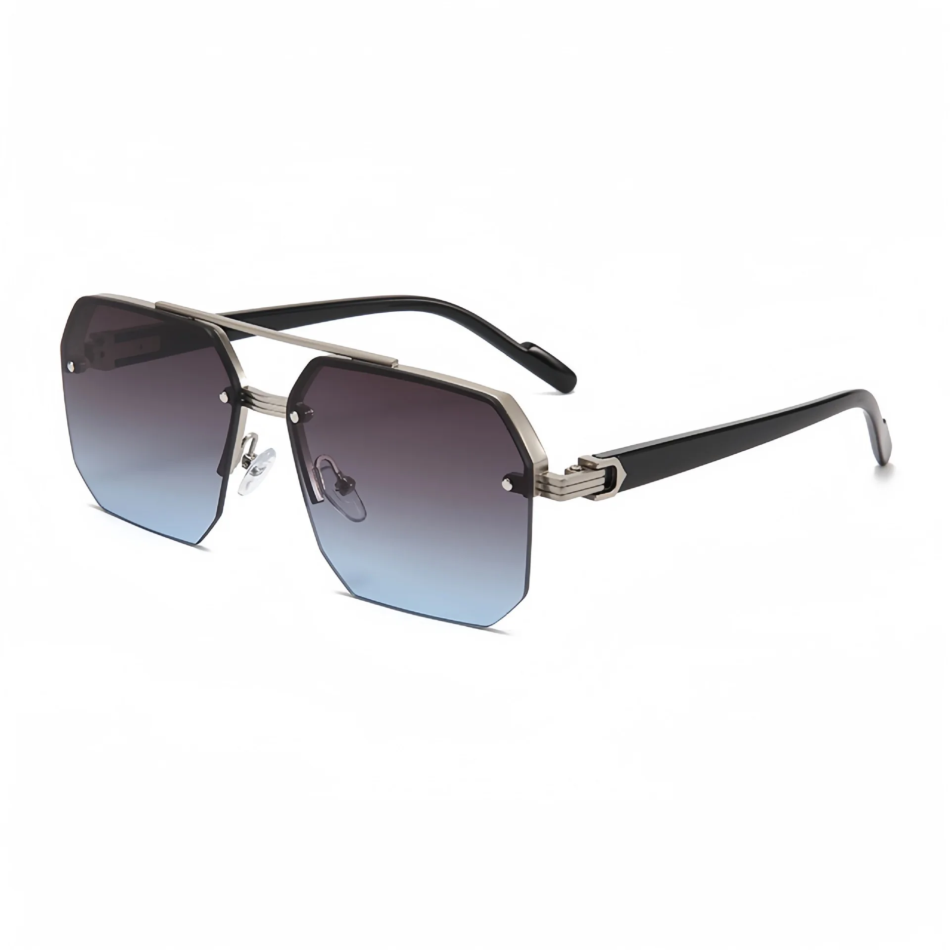 Stylish Retro Aviator Sunglasses with Double Bridge Metal Design and UV400 Protection
