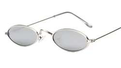 Red Retro Oval Vintage Sunglasses with Metal Frame and UV400 Protection (Silver Mirror)