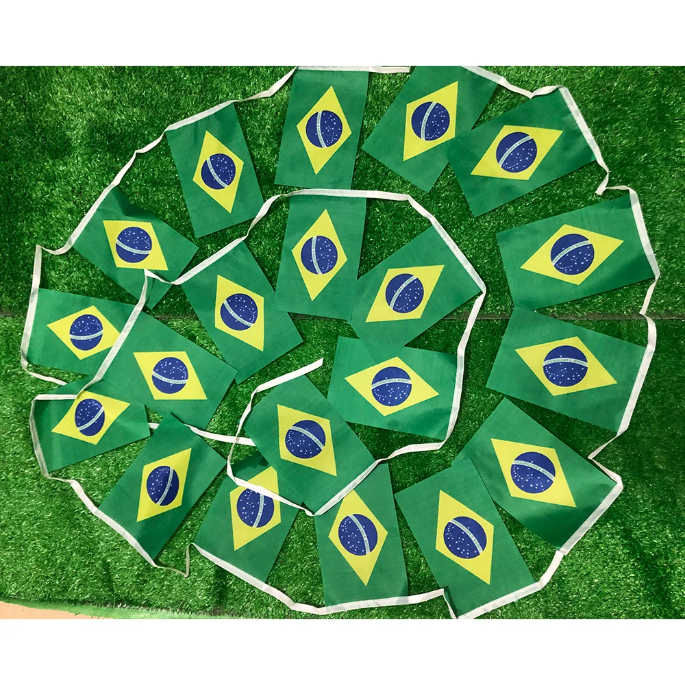 SKY FLAG Brazil bunting flags 20pcs/lot 14x21cm BR Brazil String Banner small p…