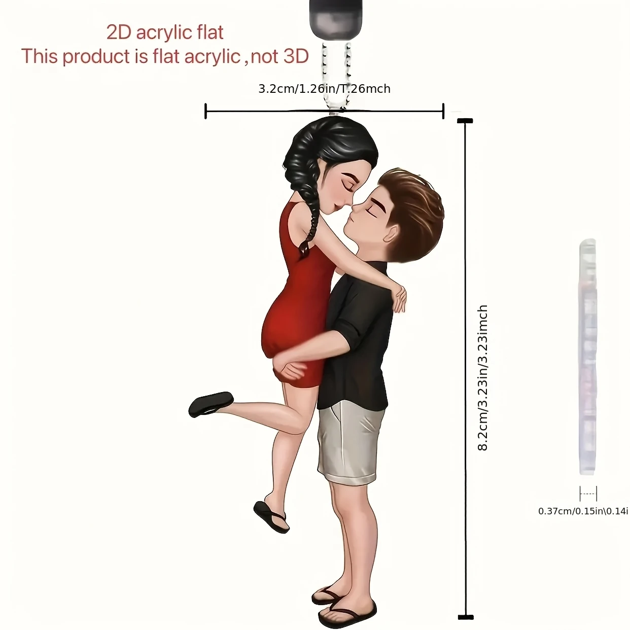 1개 커플 아크릴 펜던트, 2D 플랫 자동차 백미러 장식, 열쇠고리 및 배낭 참 장식 ? 커플을 위한 이상적인 선물