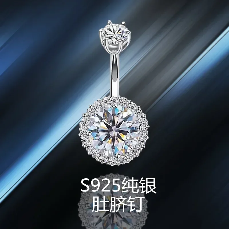 925 Sterling Silver Navel Belly Button Rings for Women moissanite belly button piercing