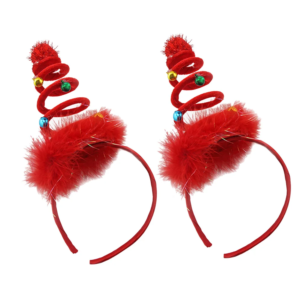 

2 PCS Christmas Headwear Hair Ribbons Hoop Headdress Funny Bands Headband Feather